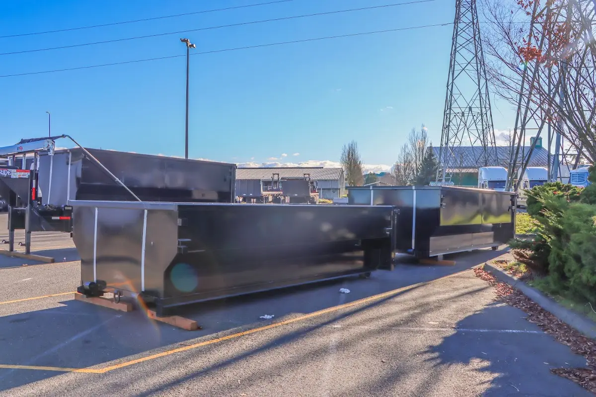 Roll-off dumpster ready for waste disposal at job site for Cleanout Dumpster Rental in Peppermill Village